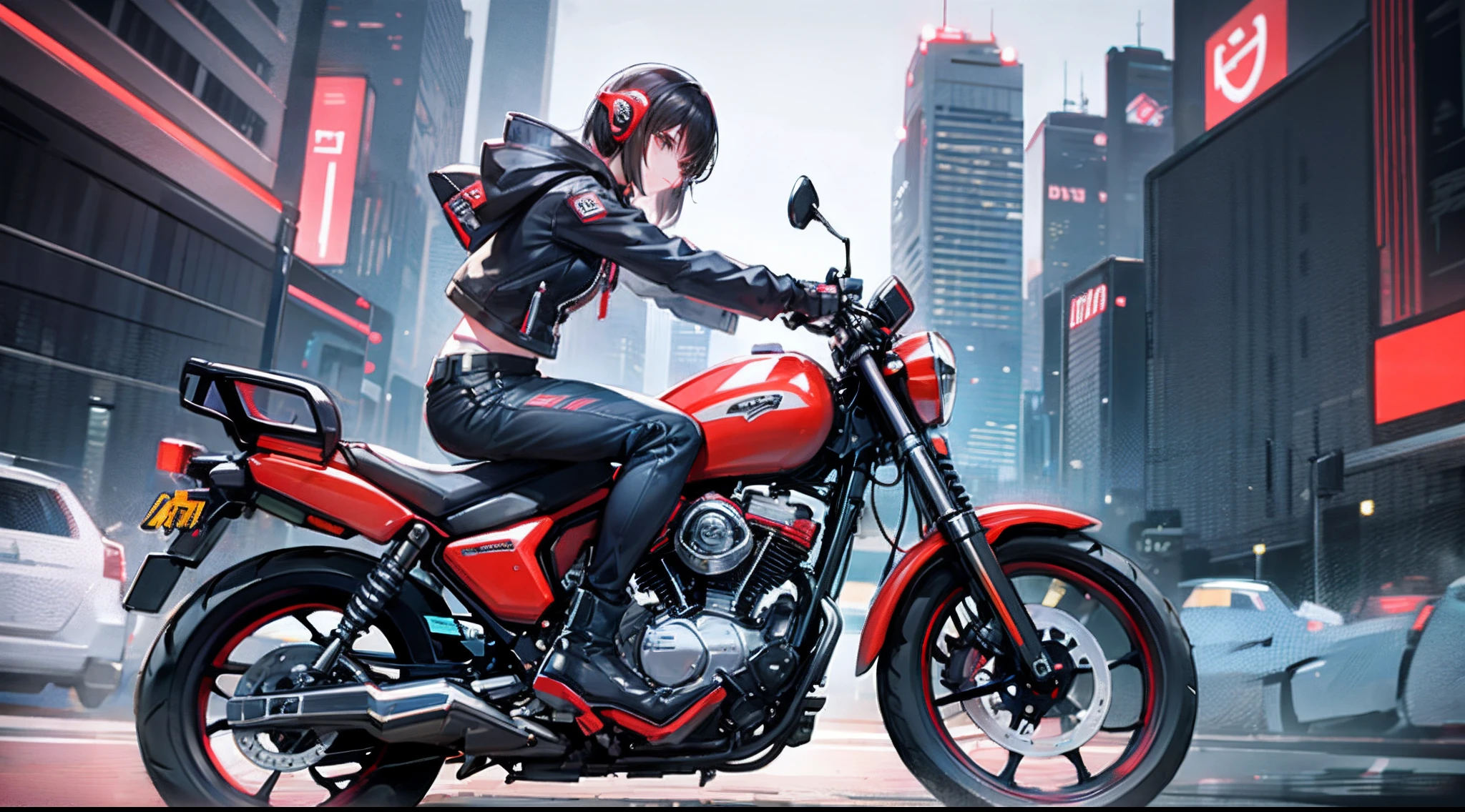 Teenage, motorcycle, cyberpunk
