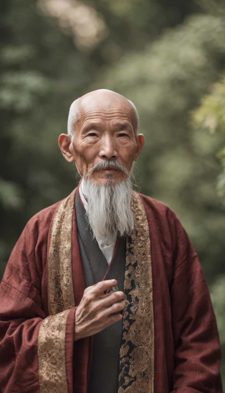 Immortals。Immortal,Temple,Meditate,Prayer beads,stately,a old man。white mustache,a cassock