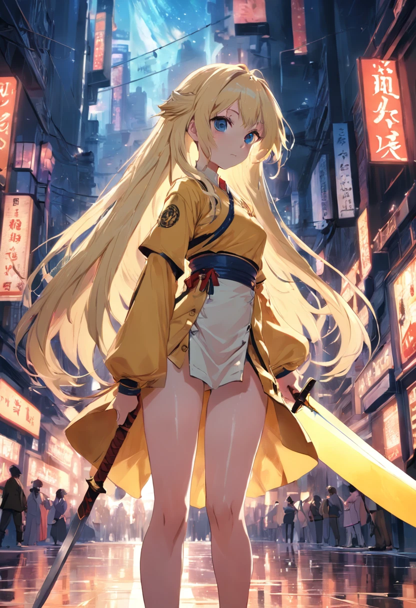 pixal style,A beauty with a sword,long whitr hair,Pale yellow clothes,Make an attack,Sequence frames