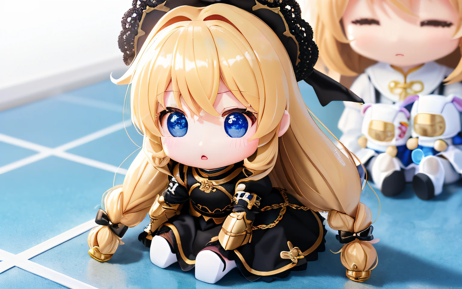 10People all together!,Pop Mart Blind Box IP、Close up of four cute knight dolls、Young One Angel Style、Wear longer, Dress fluently、Lop style、Poseline doll、Little people々々々々々々々。Little people々々々々々々々、unreal enginee 5、Light 3D/C4D production: 8K HD quality/illuminating/Ultra-fine lens description 1.5、flawless、Chibi Background/Cinematic。