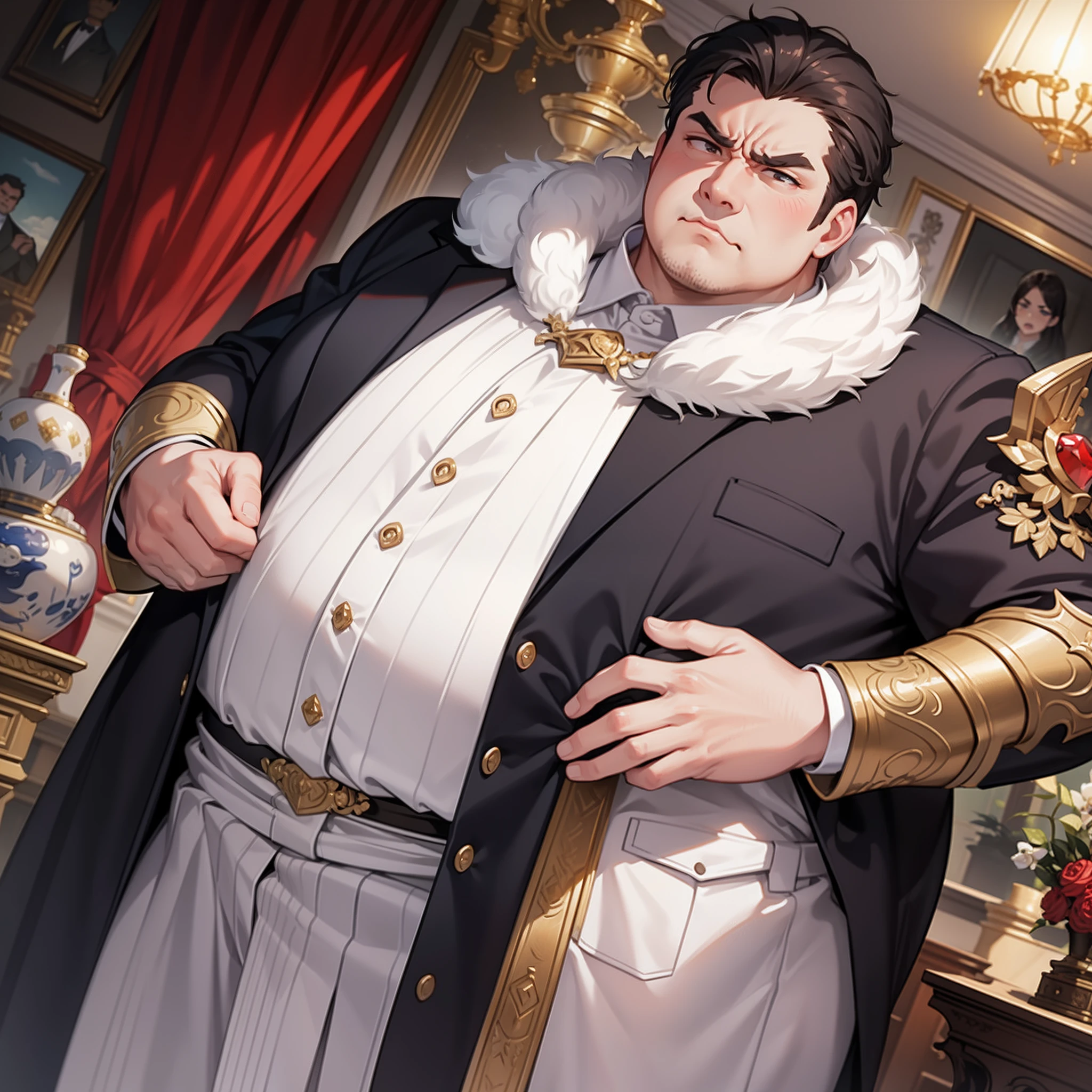 A fat rich man，Regal，Expression of anger