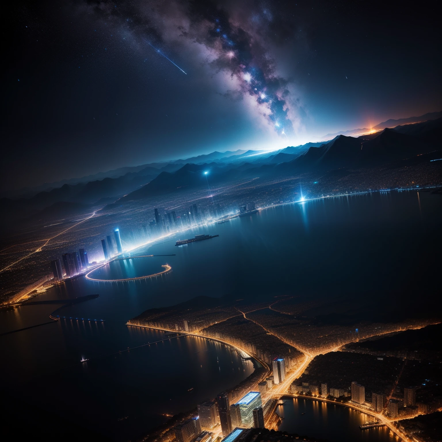 the night,Meteor split,城市,Blue