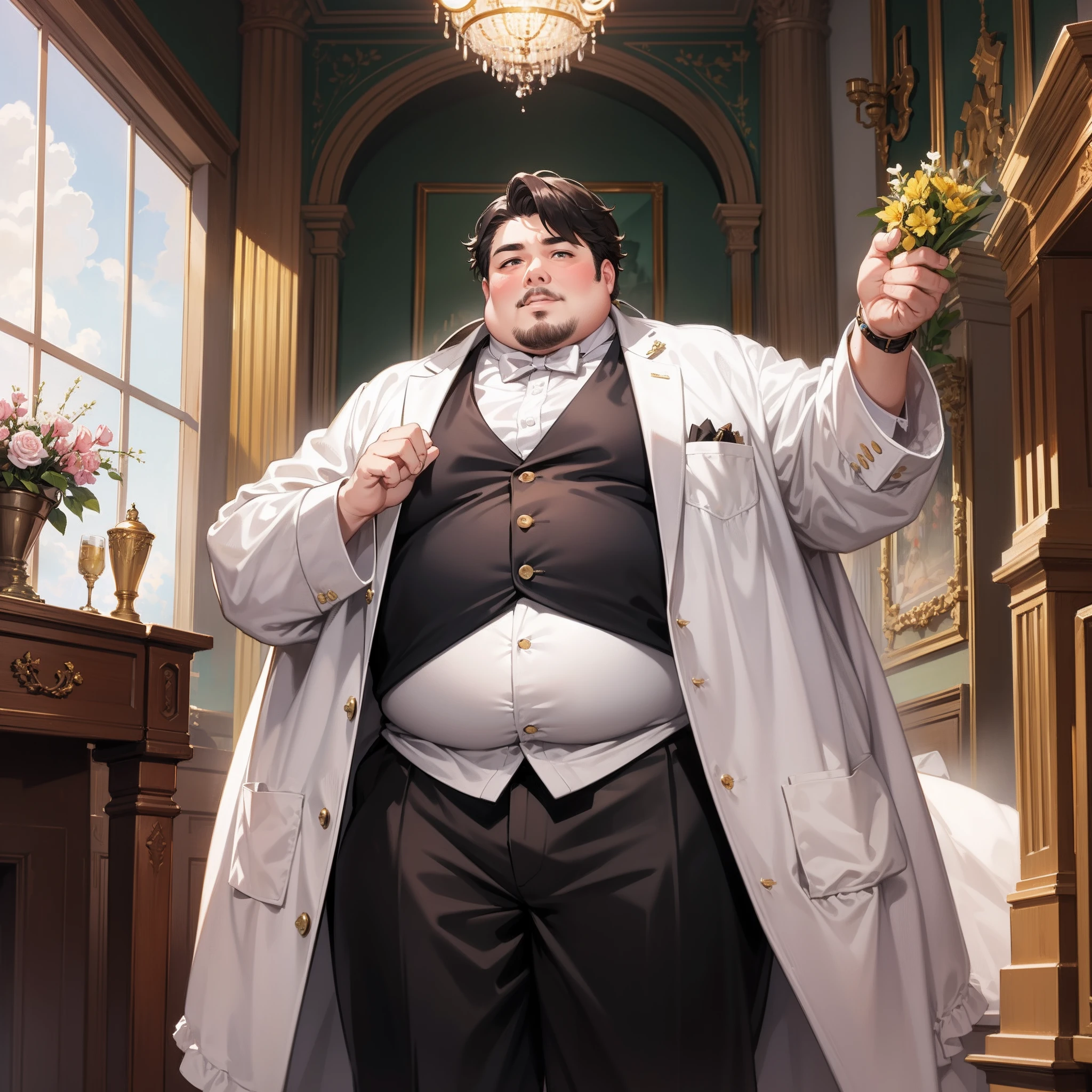 A fat rich man,Regal,In the room