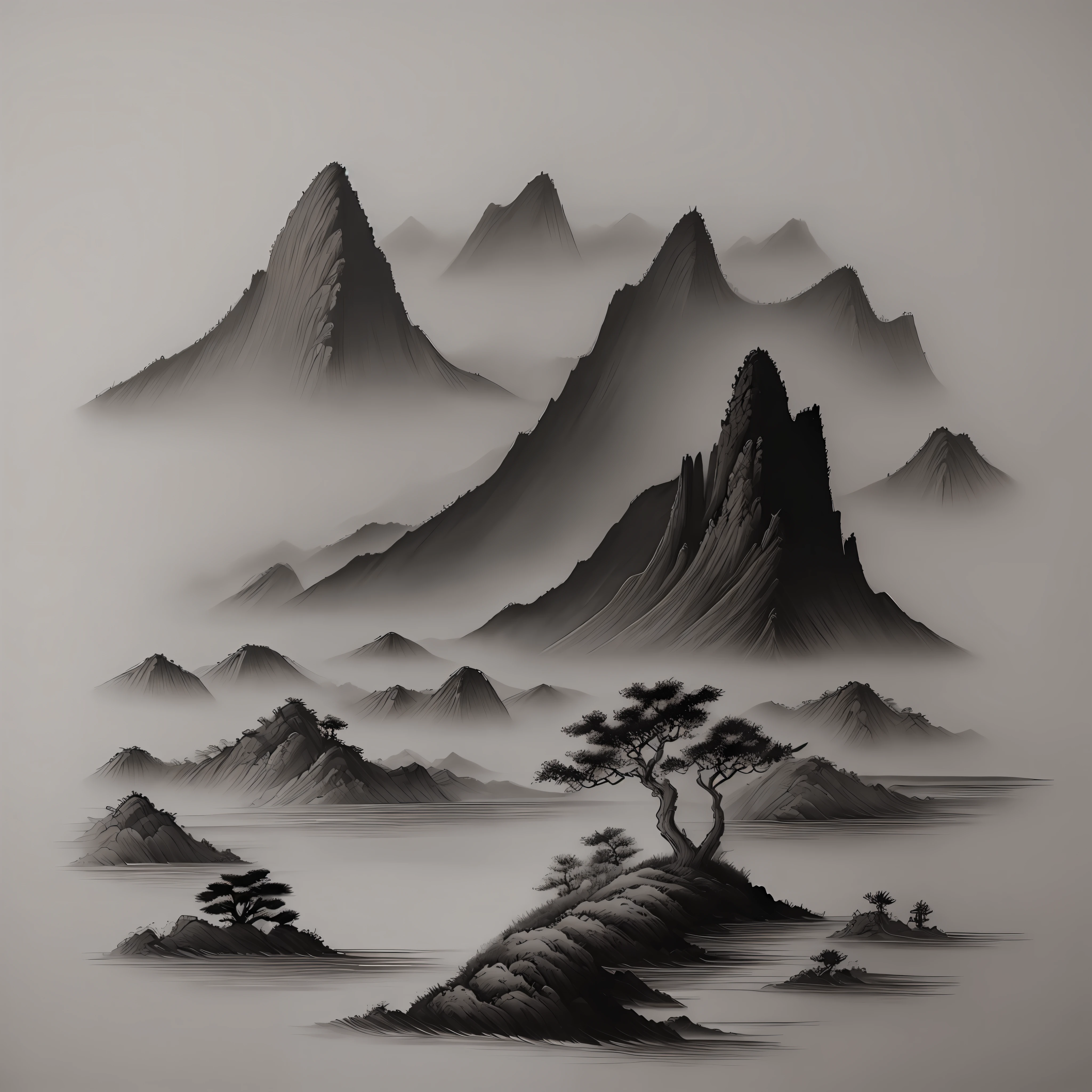 Chinese ink painting, landscape
