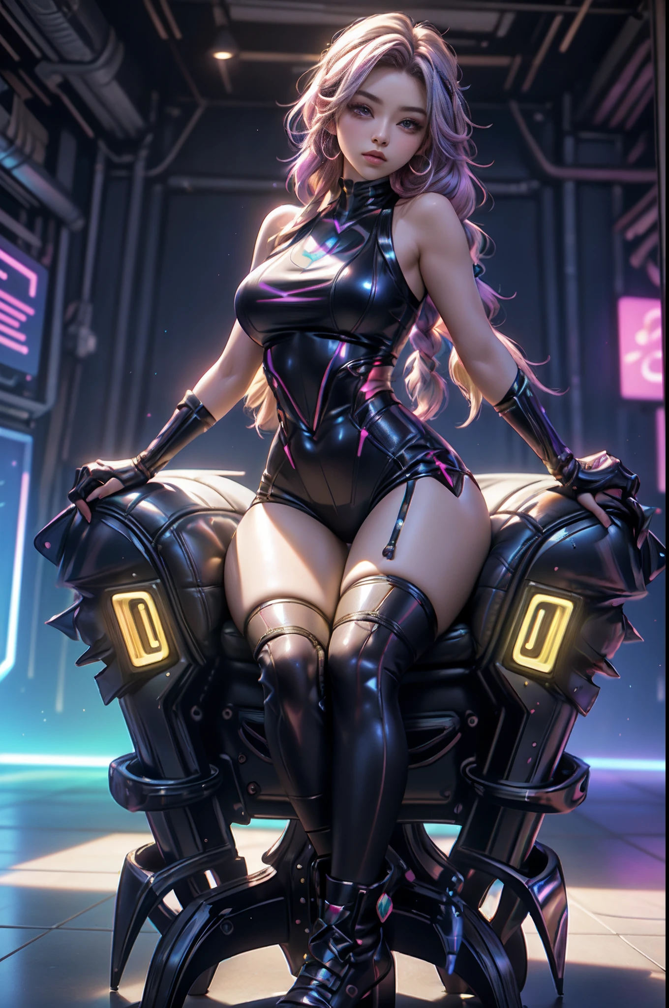 Sexy brown skin Azur Lane waifu, mega large breasts, curvy build，super thick, sixpack abs, revealing breasts, camel-toe, Twin tail hairstyle, pink headphone, Diamond jewelry, Harajuku girl makeup, Sexy breast indentation, aroused, sfv, One girl, Solo, Perfect body, Perfect face, spread their legs，Stroke between your legs，Perfect hands, perfectfingers, Perfect lips, Perfect eyes, Perfect background, perfect vibe, Professional quality, 8K, Perfect photography, Highest resolution, 8K, Ray tracing, perfect volumetric lighting, hight quality octane render, high quality vector, Ultra detailed, Saw movie scene, Torture room, Clear skin, Minimalist background, Perfect skin, no abberations --auto