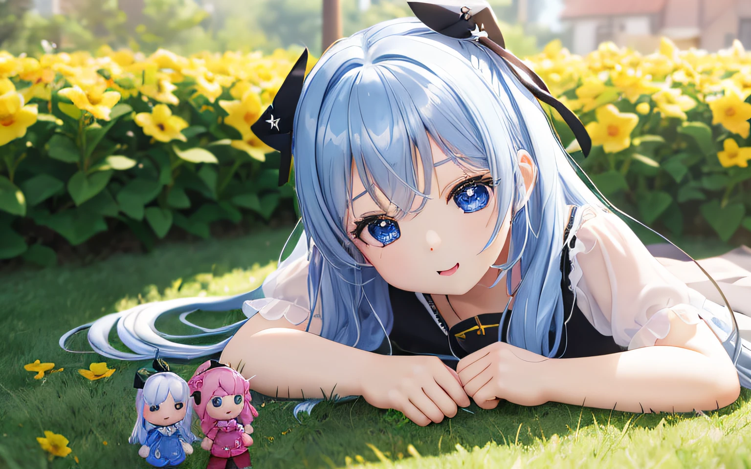 (((Lying face down))),Groveling,Pop Mart Blind Box IP、Close up of 5 cute knight dolls、Young One Angel Style、Wear longer, Dress fluently、Lop style、Poseline doll、Little people々々々々々々々々々々々々々。Little people々々々々々々々々々々々々々、unreal enginee 5、Light 3D/C4D production: 8K HD quality/illuminating/Ultra-fine lens description 1.5、flawless、Chibi Background/Cinematic。