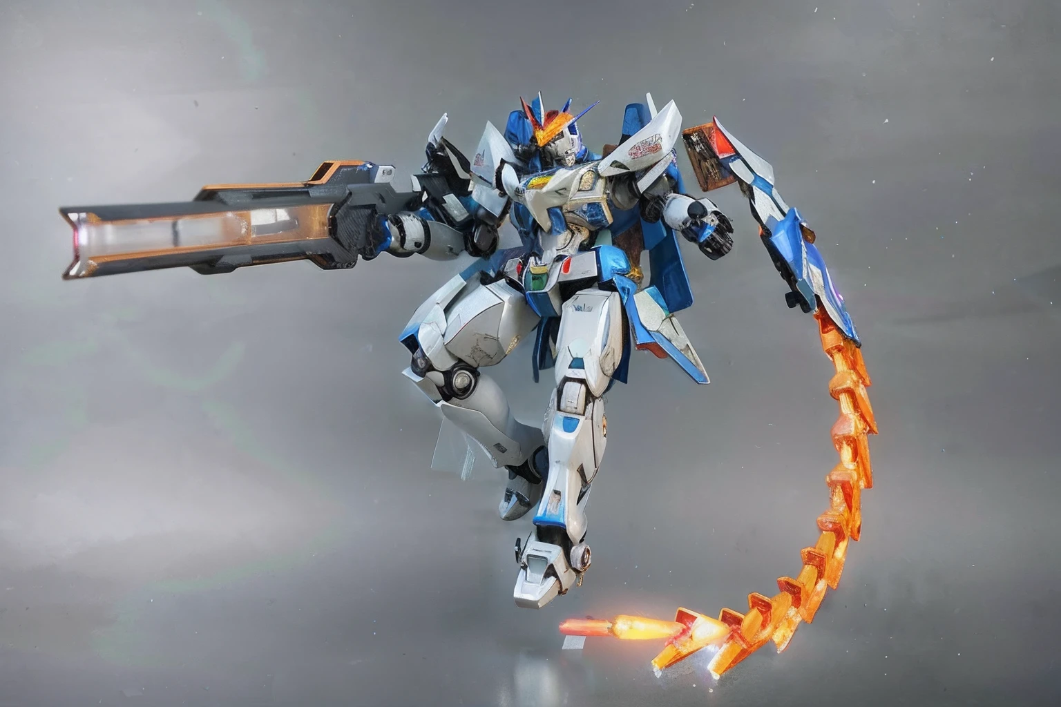 arafed model of a robot with a gun and a flame, action figure mecha, armored core style mecha, cool mecha style, tremendous mecha robot, gunpla, sharp robot dragon claws, mecha limbs, full body mecha suit, broken ruin armored core trunk, modern mecha anime, gundam robot, gundam, extreme gundam