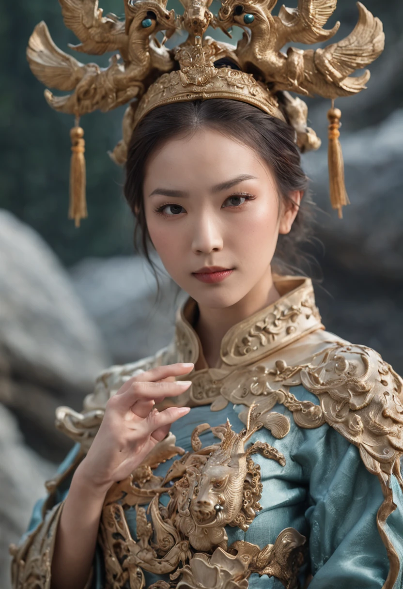Chinese mythology,ocean floor,hyper realisitc,navy seal,crystal,multiple persons,full bodyesbian,Sense of story,Faraway view