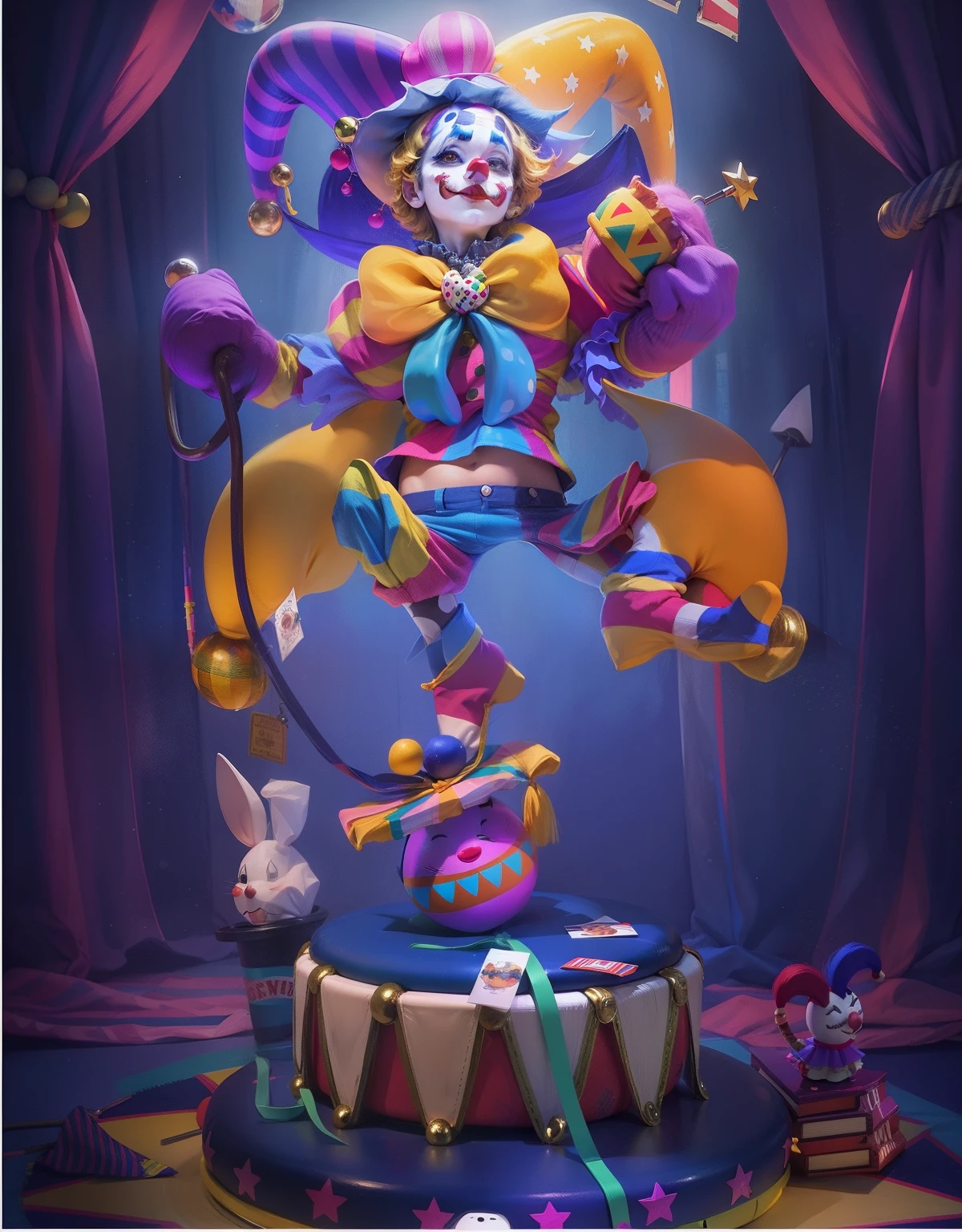 Clown's face,There are these striped pants