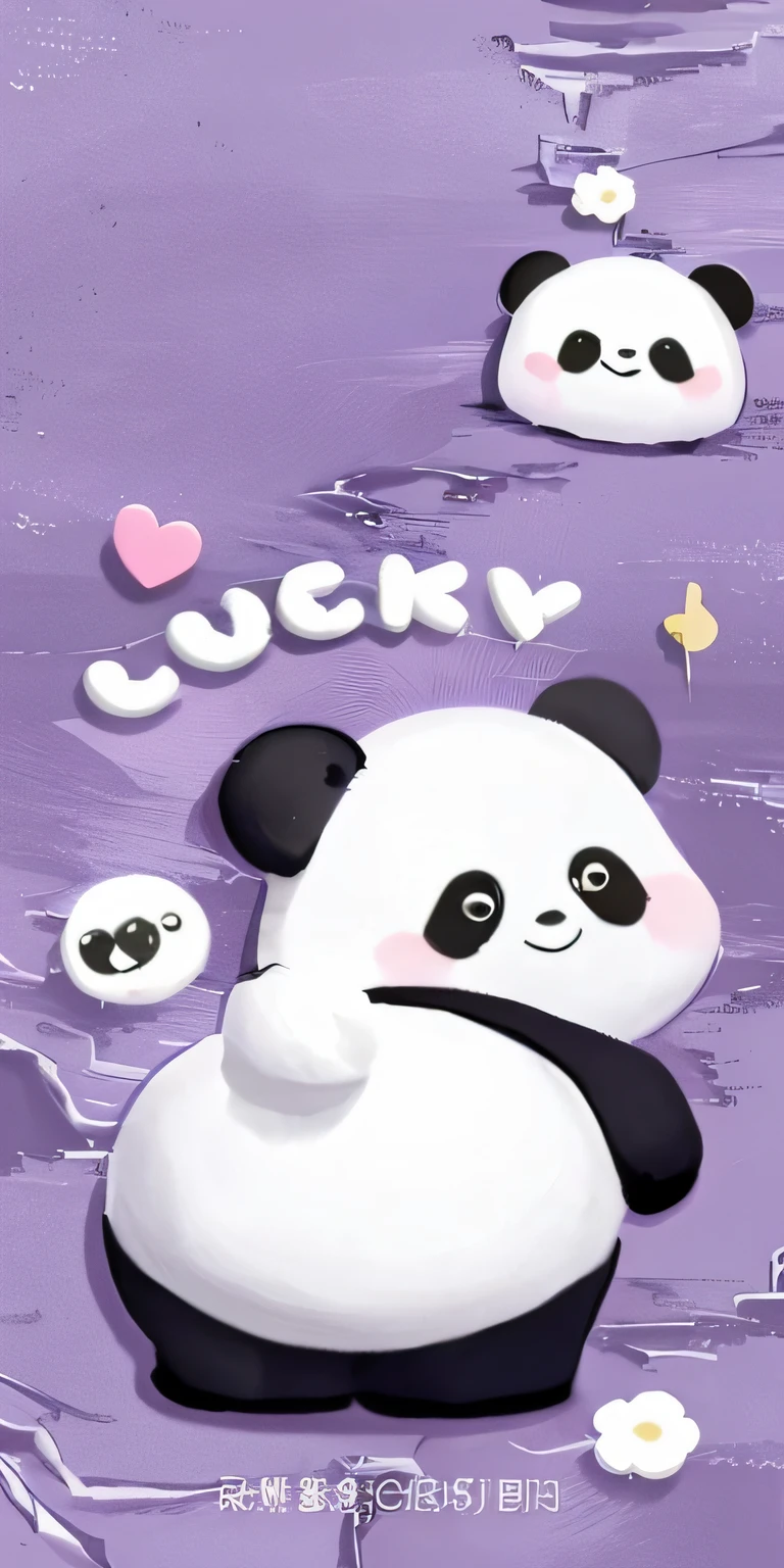 Purple background with panda bear and other items, Cute panda, panda panda panda, Panda, lulu chen, hand painted cartoon art style, a cute giant panda, adorable digital art, (((luke chueh))), Ruan cute vtuber, komono, Chiba Yuda, Lu Ji