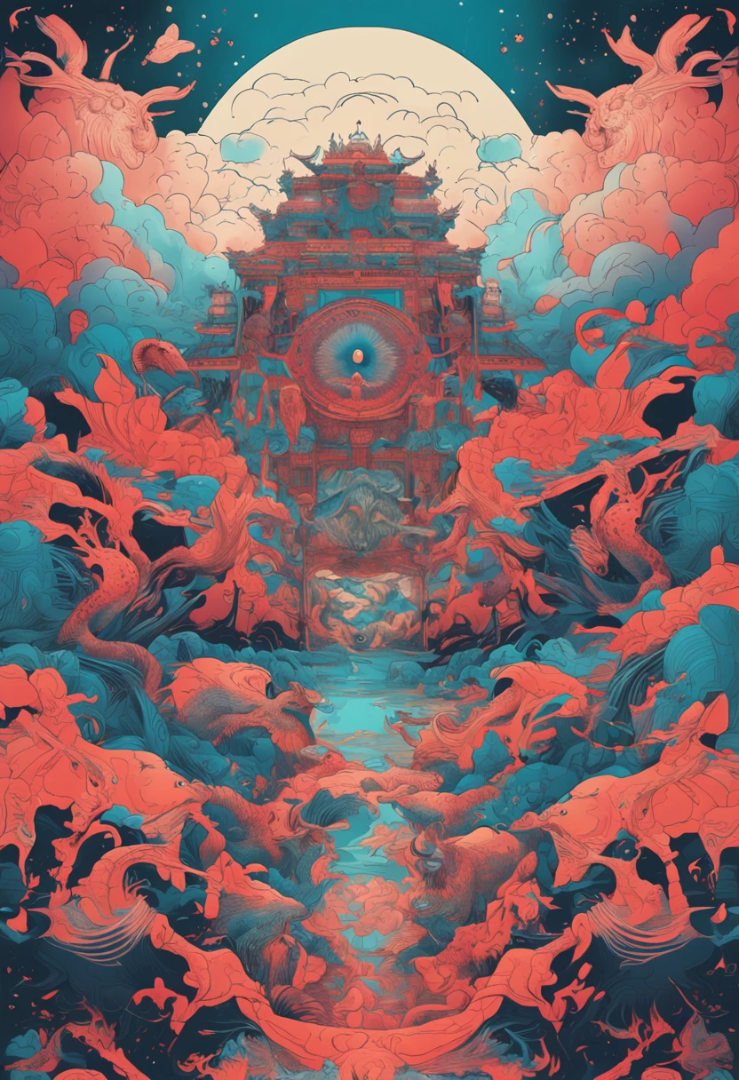 dream-state,hyper realisitc,Mountain and Sea Sutra,mythological beasts,Immortals