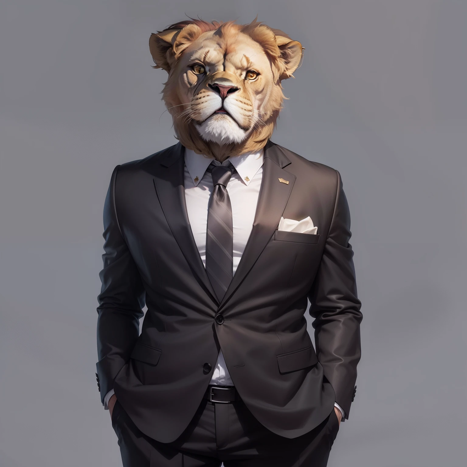 Lion in a suit, full body Esbian、One Lion