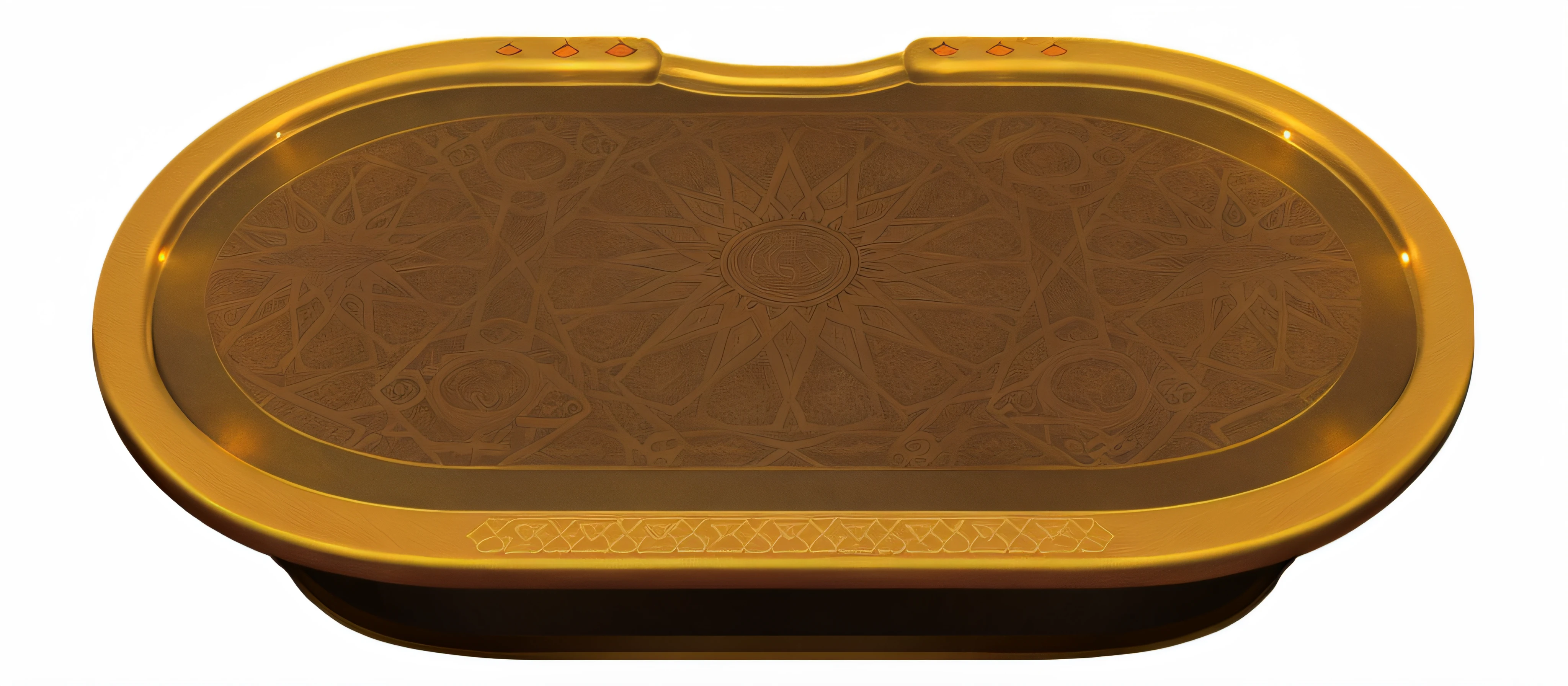 There is a gold tray，There is a design on it, detailed wooden table, ornate border + concept-art, playing card back, ornate turkic palace background, tabletop game board, tarot card background, highly detailed and ornated, game table, Highly detailed wide angle, very detailed and high quality, highly detailed design, Mysterious Highly detailed, card back template, Highly detailed illustration