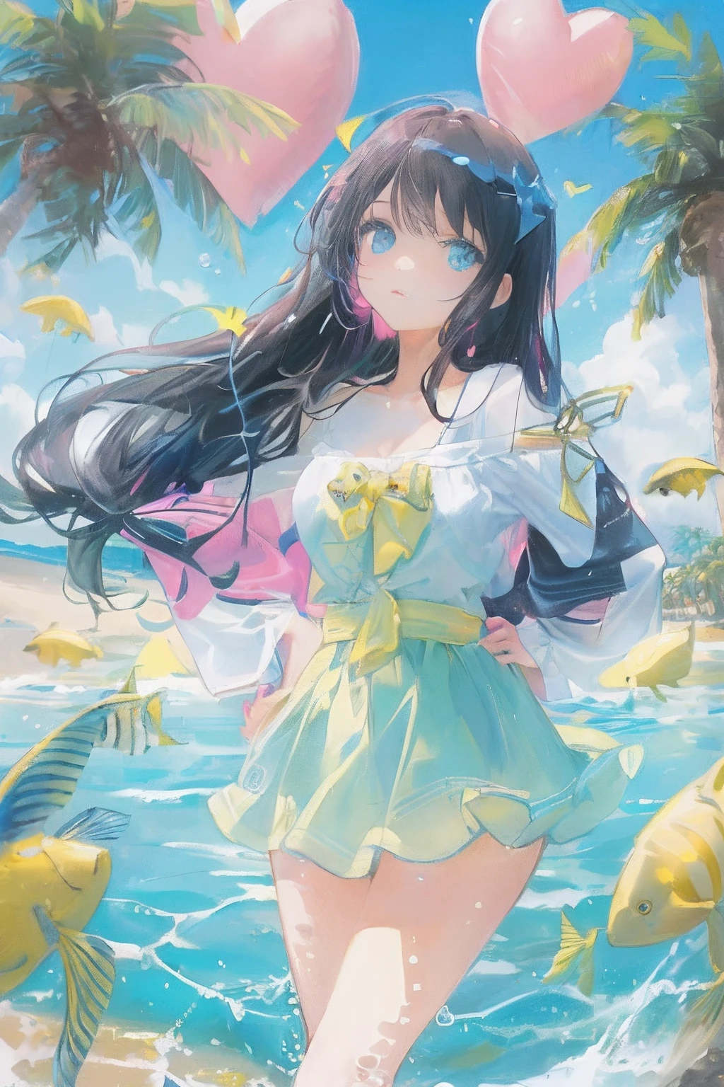 NSFW, (revealing Maid:1.6),cleavage cutout,open clothes,large breast, 8k, best quality, ultra high res, (photo realistic:1.4), Japanese famous actress, very beautiful, kawaii, Cinematic, Beautiful Women in Perfect Style:1.4、natural soft light、Realistic、real looking skin、Realistic texture、looking at viewer, (Black hair:1.5)、flat chest, (long Hair:1.3)、Full body、28 year old、nsfw, (open vagina:1.4), erect clitoris, fat mons, pussy peek, excessive pussy juice, (Tanned skin:1.4), (perspired:1.2), armpit, underwater, water drop, dynamic lighting, light particle, sunlight, shadow, (air bubble:1.2), reflection, extremely detailed CG unity 8k wallpaper, diving, acrobatic pose, hip focus, Colorful young fishes, sunbeam, lens flare, (colorful metallic fabric:1.8)