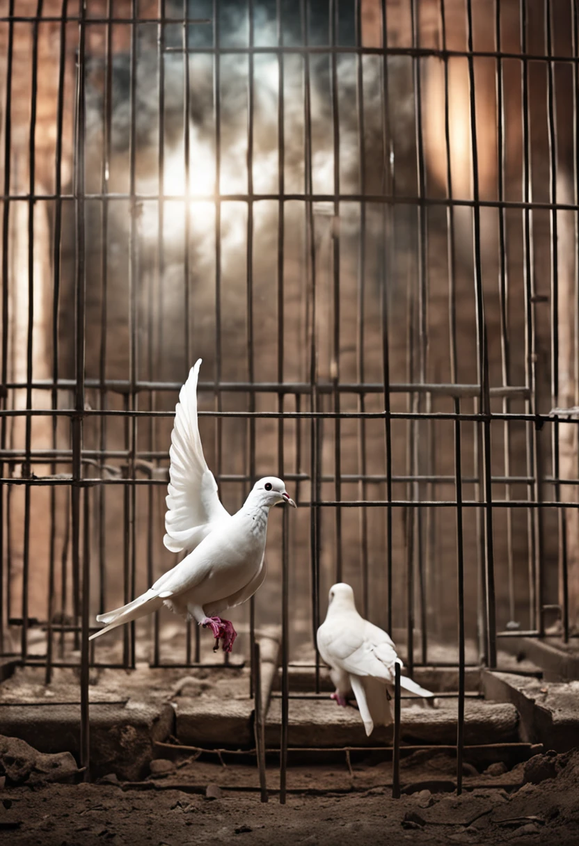 White doves imprisoned in prison