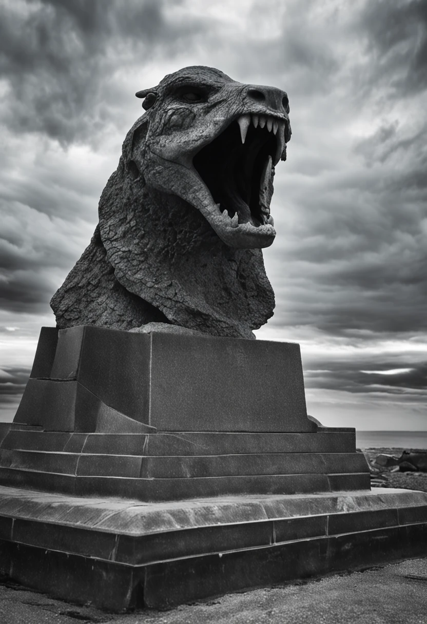 On the way around the world,In a country you like,I saw a trapezoidal gargoyle on the surface of the sea,The stone statue actually seems to be alive,Ejects stout white auroras,Light also bends,It's like an entity,It felt like a monster was able to appear in front of me in an instant