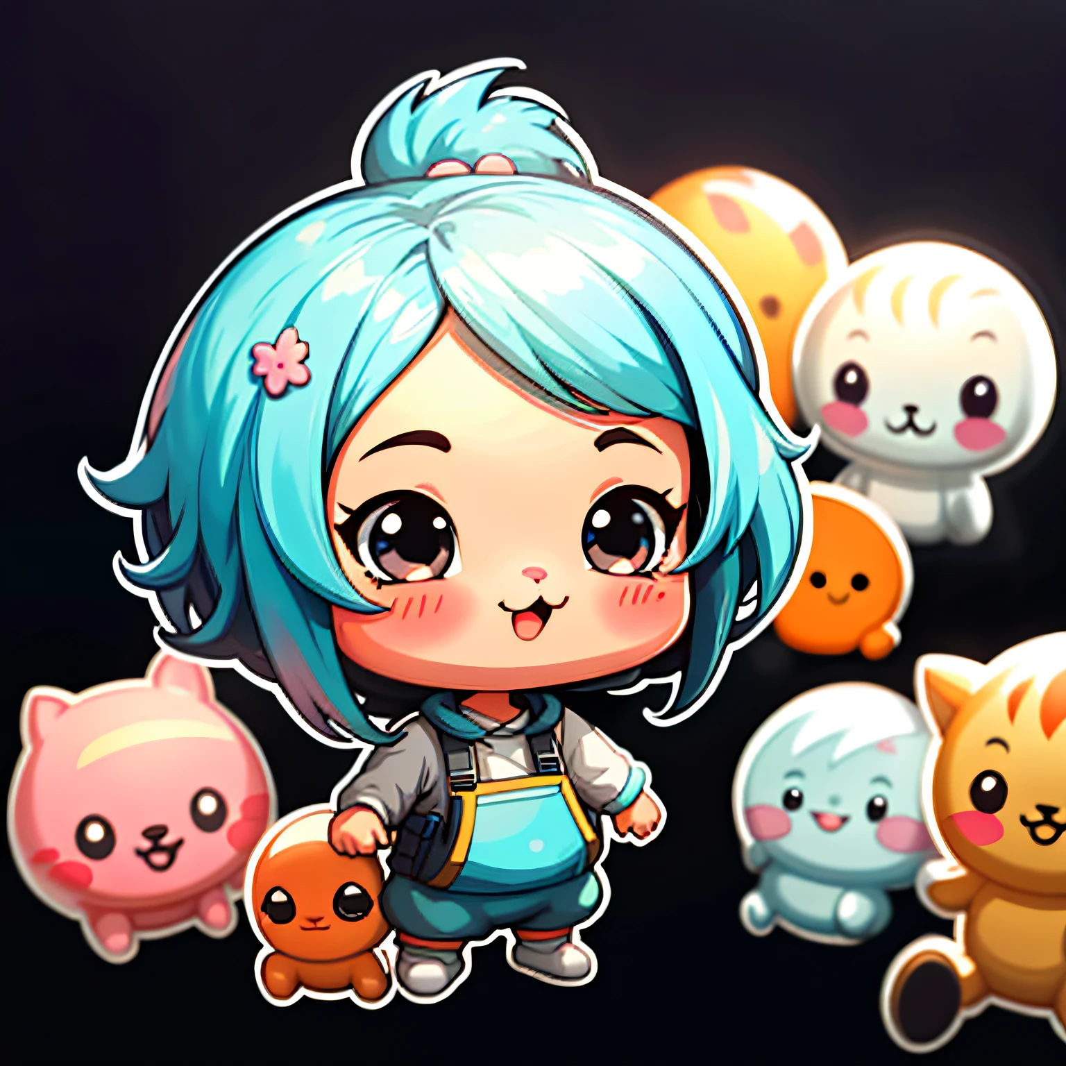 sticker,1girl,Lindo,kawaii,Lindo,Fondo simple de Chibi,