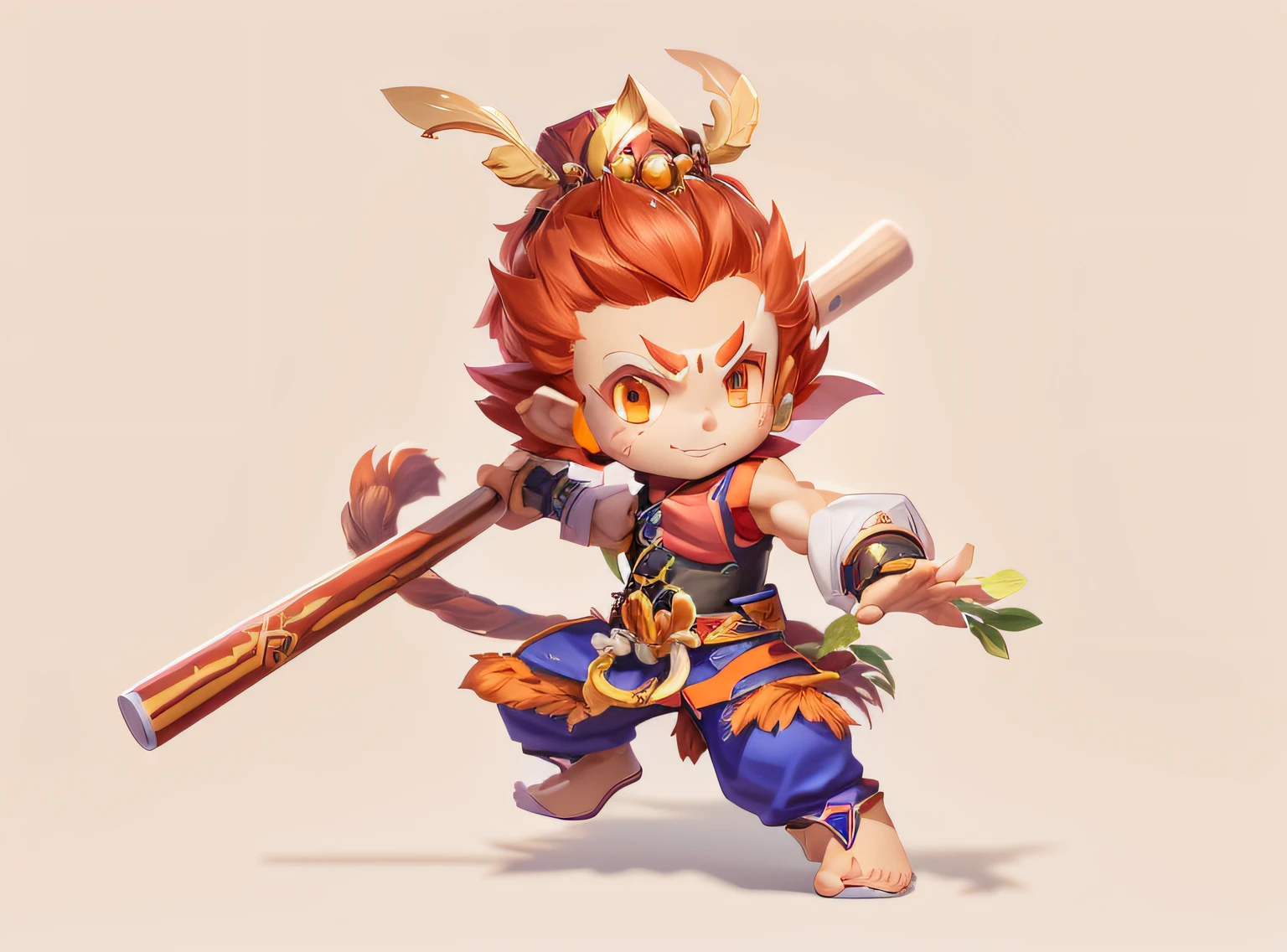 Close up of a man holding a baseball bat on white background, son goku, Wukong, Monkey king, character art of maple story, onmyoji, Onmyoji detailed art, onmyoji portrait, zhongli from genshin impact, bian lian, G Liulian art style, inspired by Park Hua, heise jinyao