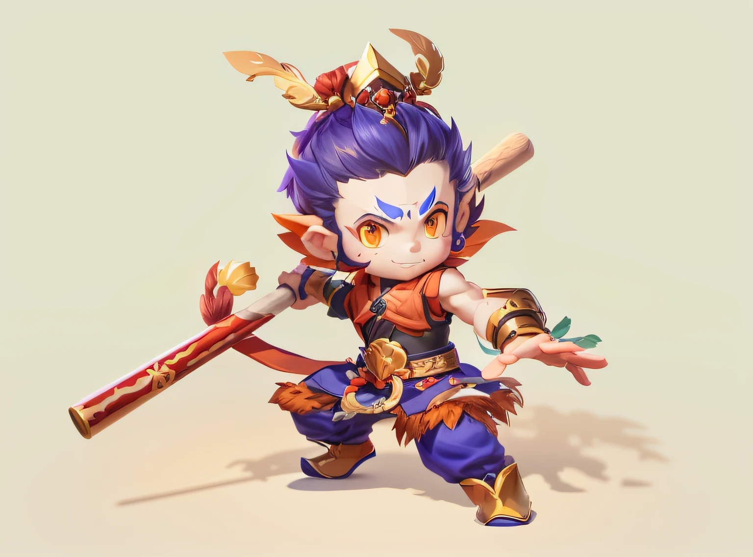 Close up of a man holding a baseball bat on white background, son goku, Wukong, Monkey king, character art of maple story, onmyoji, Onmyoji detailed art, onmyoji portrait, zhongli from genshin impact, bian lian, G Liulian art style, inspired by Park Hua, heise jinyao