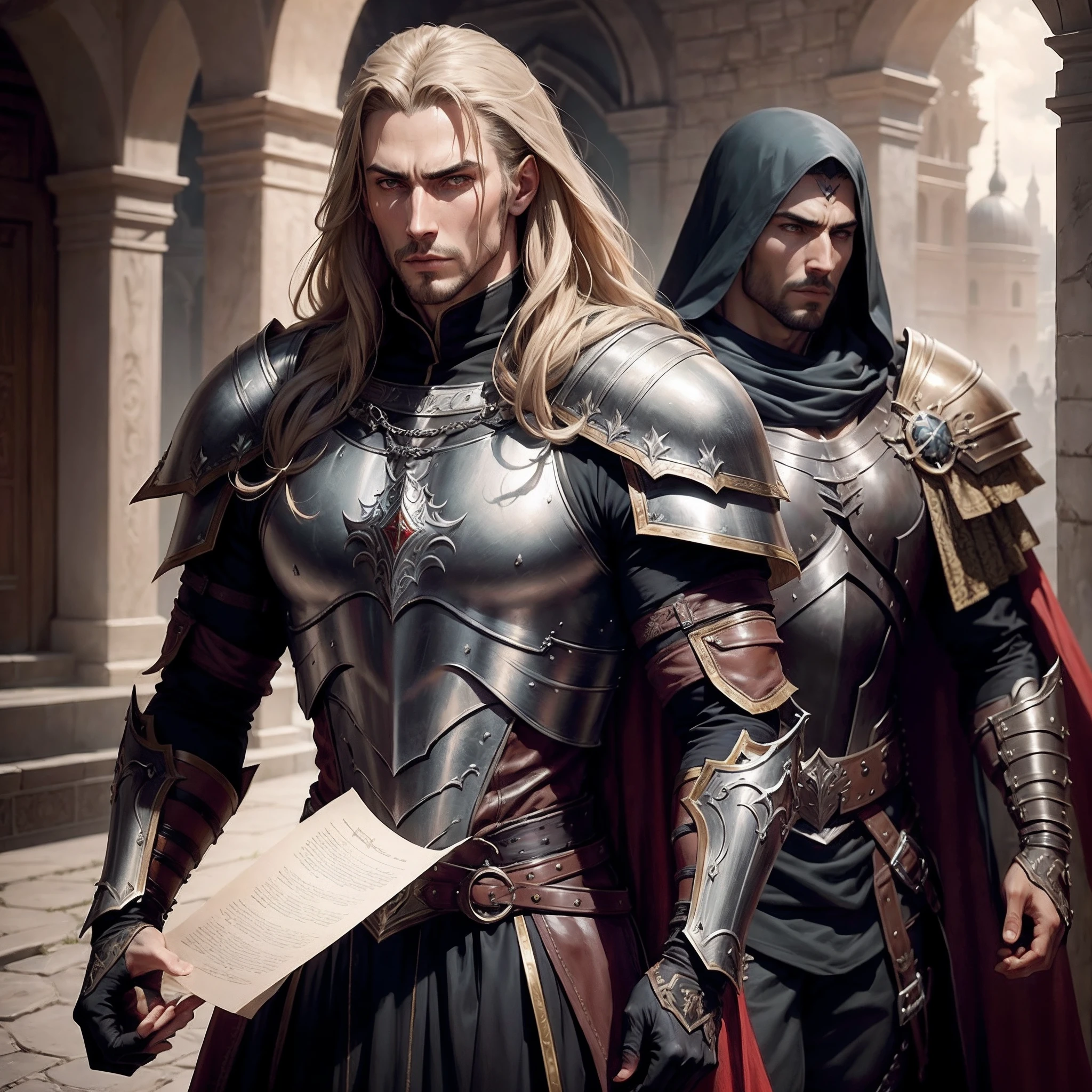 Castlevania Lord of the shadows hyper realistic super detailed handsome muscular full moroccan Armor leather Armor Wear hyper realistic super detailed army medieval going to battle scènes cinématique from movie