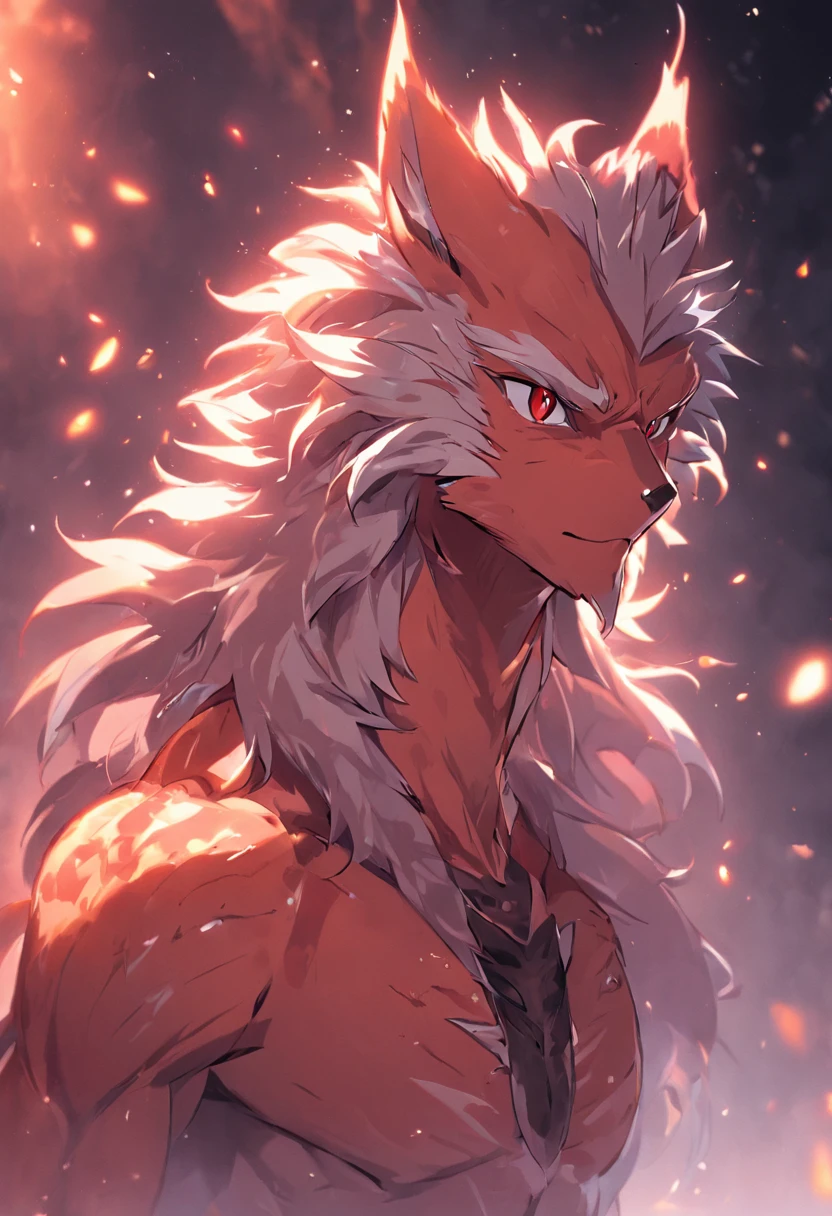 4K, high resolution, Best quality, Masterpiece, perfect colors, perfectly shaded, Perfect lighting, posted on e621, (by Chunie), Furry, anthro, Furry art, Male snakes, scutes,Bicolor scales,Silvery hair,smooth body, red color eyes, Perfect male bodyPerfect male figure, Wear men's shorts,Abs,musculature,Detailed fur, Detailed face, Perfect face, (The stands up), Detailed background, ((Bonifasko lighting)), coda, (Detailed eyes), perfect pupils