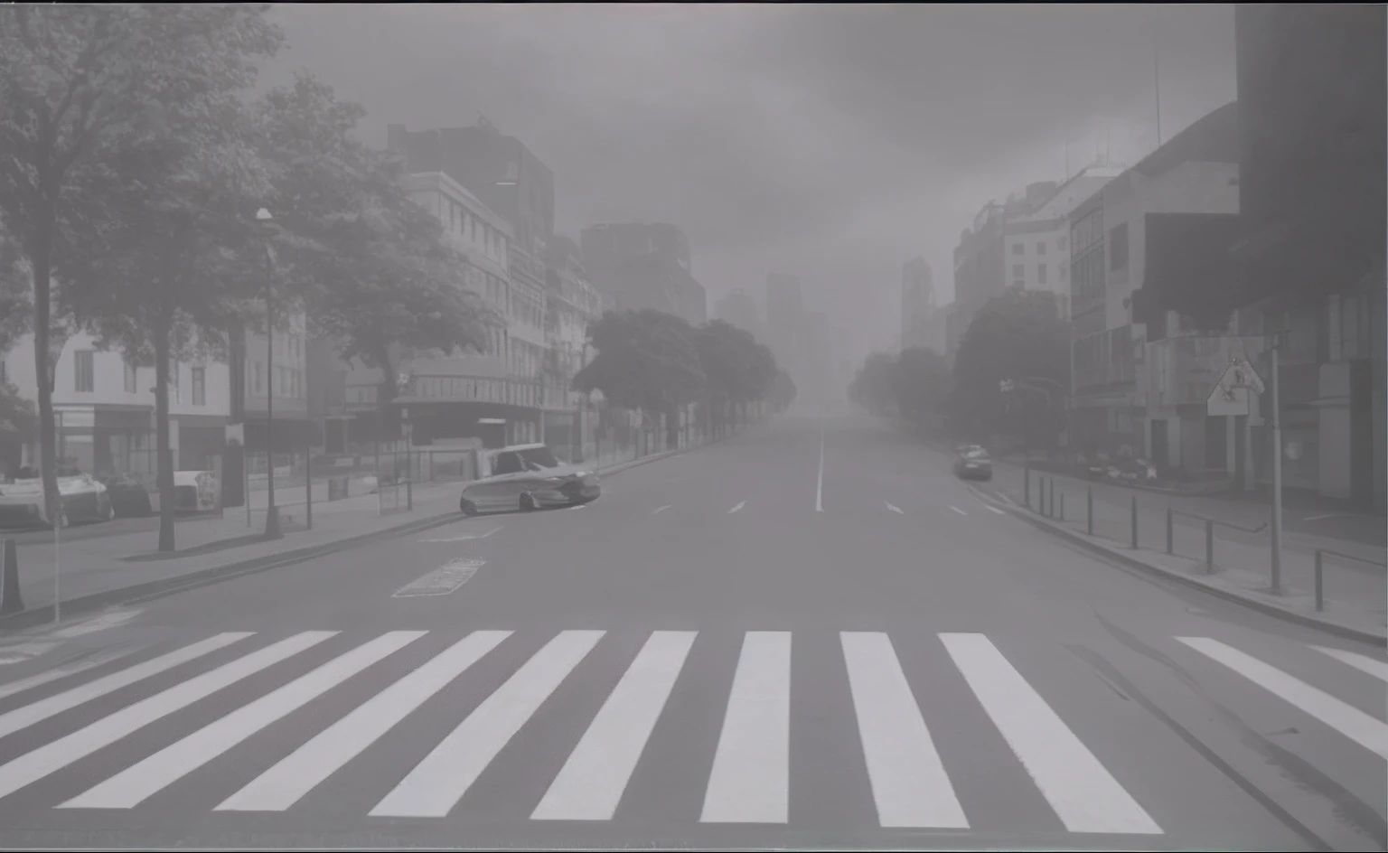 Street view with pedestrian crossings and buildings, Street background, city street view background, crossing road, crosswalks, Empty streets, 4K