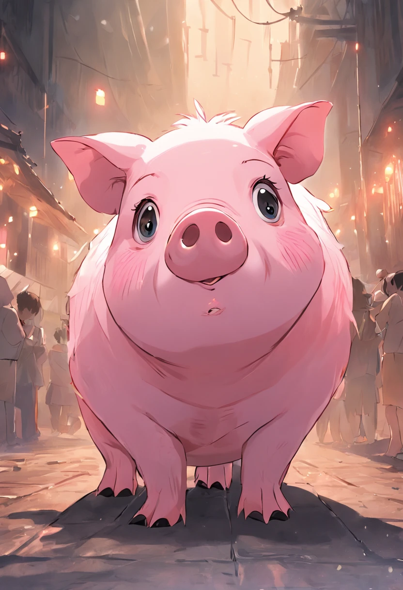 A pig,Big-eyed featherless pig,Crazy zoo style, Pig animals, pigs, Cute pig,Humorous pig