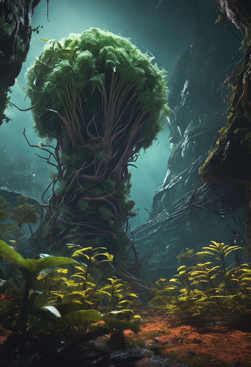 Science-Fiction. Alien plants. woods. Concept Art.