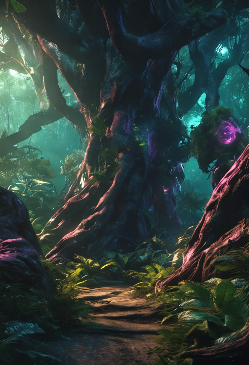 Science-Fiction. Alien plants. woods. Concept Art.