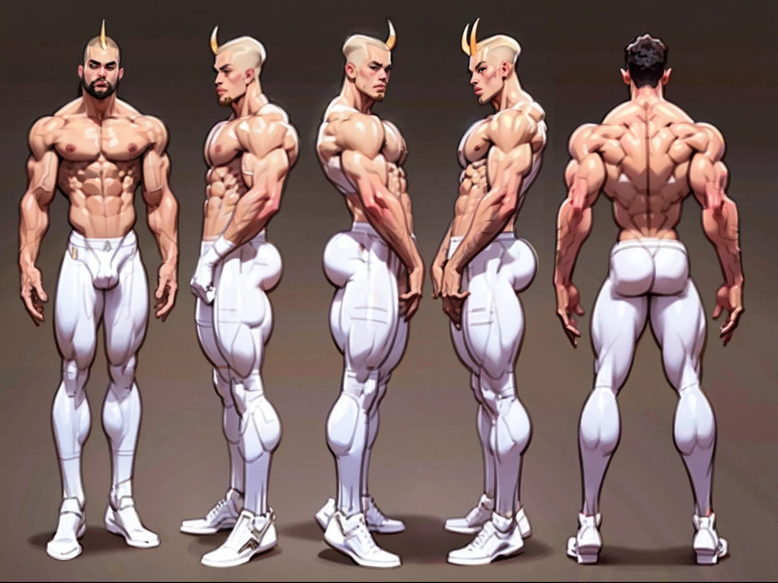 ((masterpiece)),(((best quality))),((character design sheet)), illustration,1man, boy, environment Scene change,  (crotch bulge:1.0), muscular, white skin, masculine, rugged, manly, sharp edges, heroic, white legs, thick legs, devil horns, scribbles and marks, no face, ((mannequin face:1.2)), rough sketches, pose too, white and black color palette, 8k,16k, (simple background, light background: 1.3)