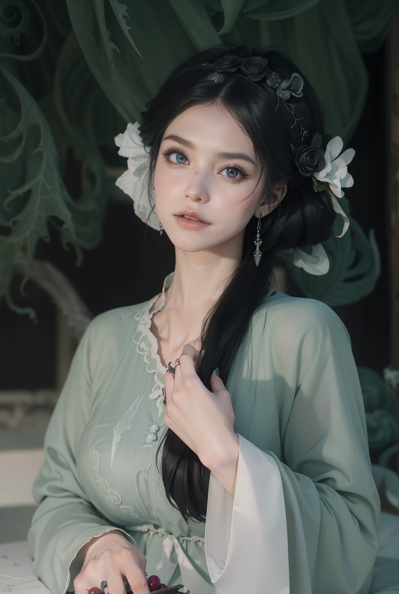 Fine matte paint,Skeleton Dark Angel, Haunted castle with large wings, Fill the drawing table with a knife,terroral,uncanny,horrid,secret terror,tentaculata,grape trees,The eye,uncanny valley effect teeth,all fours,Critters,Blood Moon,super high image quality,Sexy beauty,The picture quality is clear,