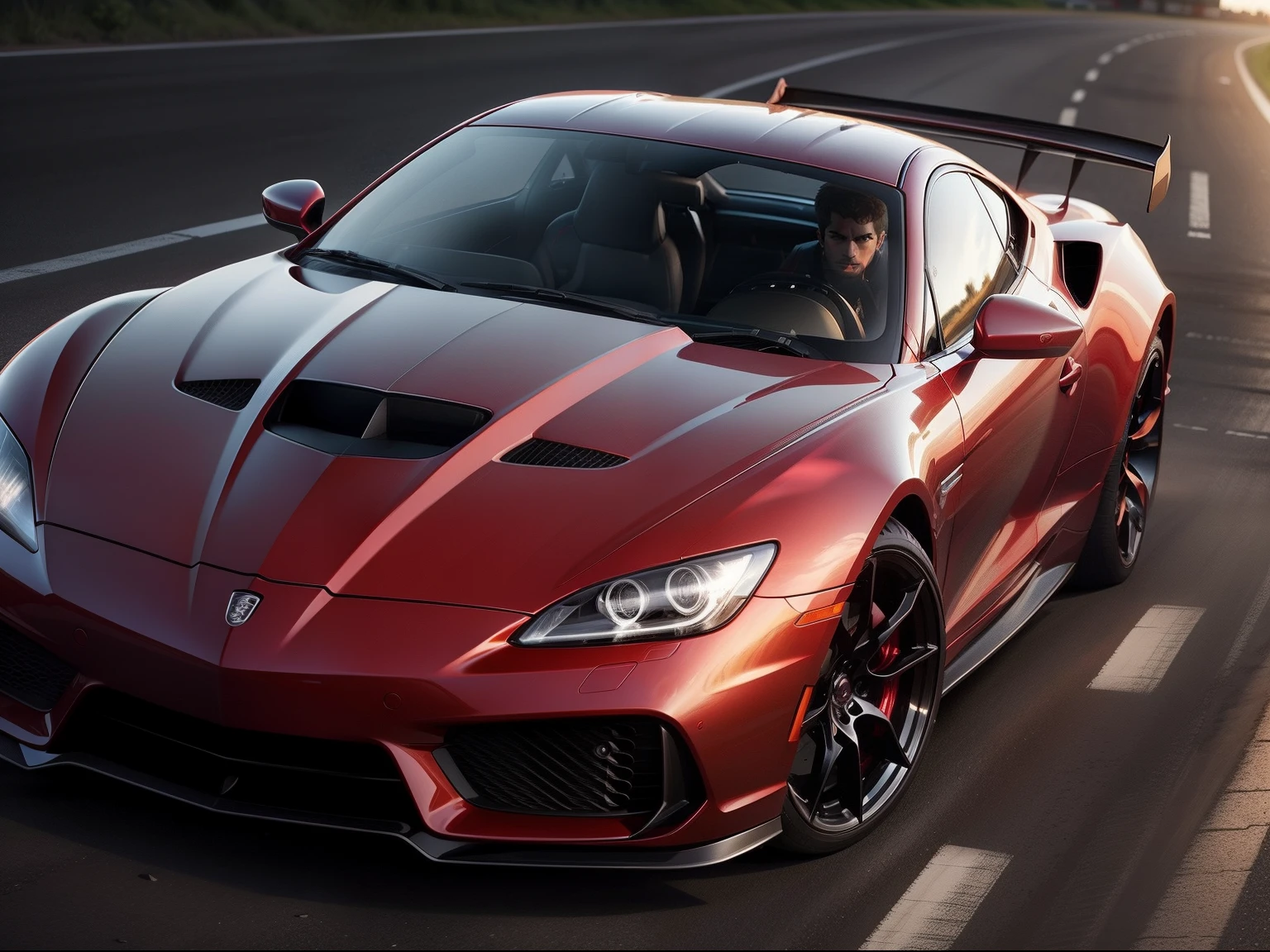 Detailed drawing of the headlights,Harsh headlights,Red sports car,Black background,Wallpapers