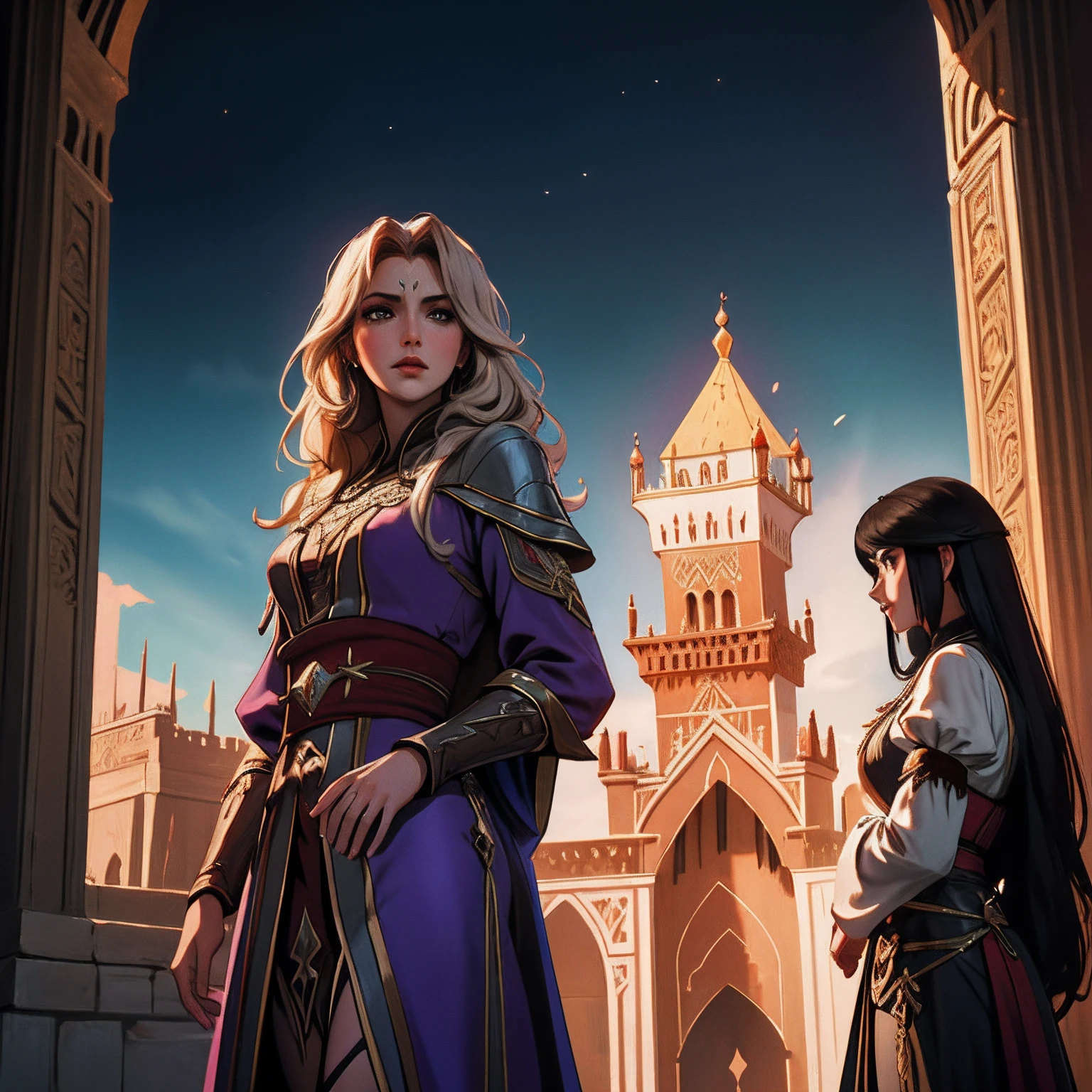Castlevania Lord of the Shadows hyper realistic super detailed princess with her servants Moroccan caftan cutscenes scenes movie Epic Legendary