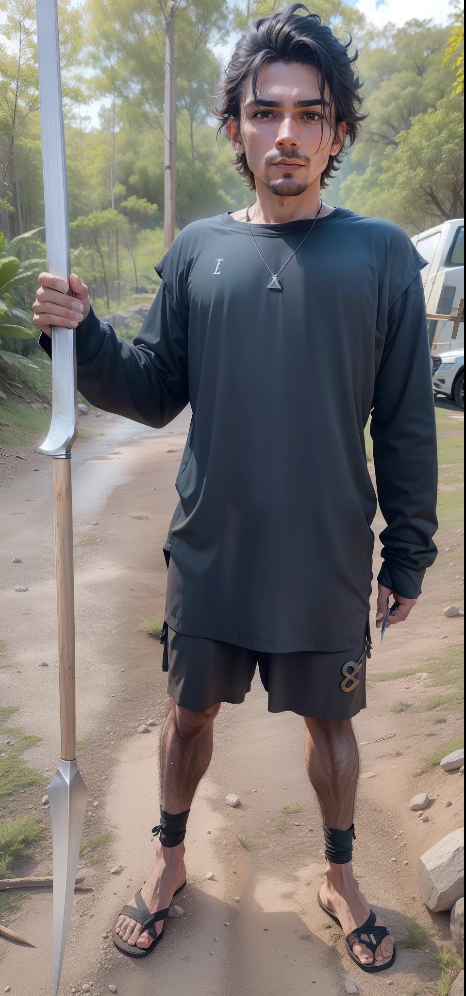 He holding a spear, e usando uma coroa, ultra realista 8k