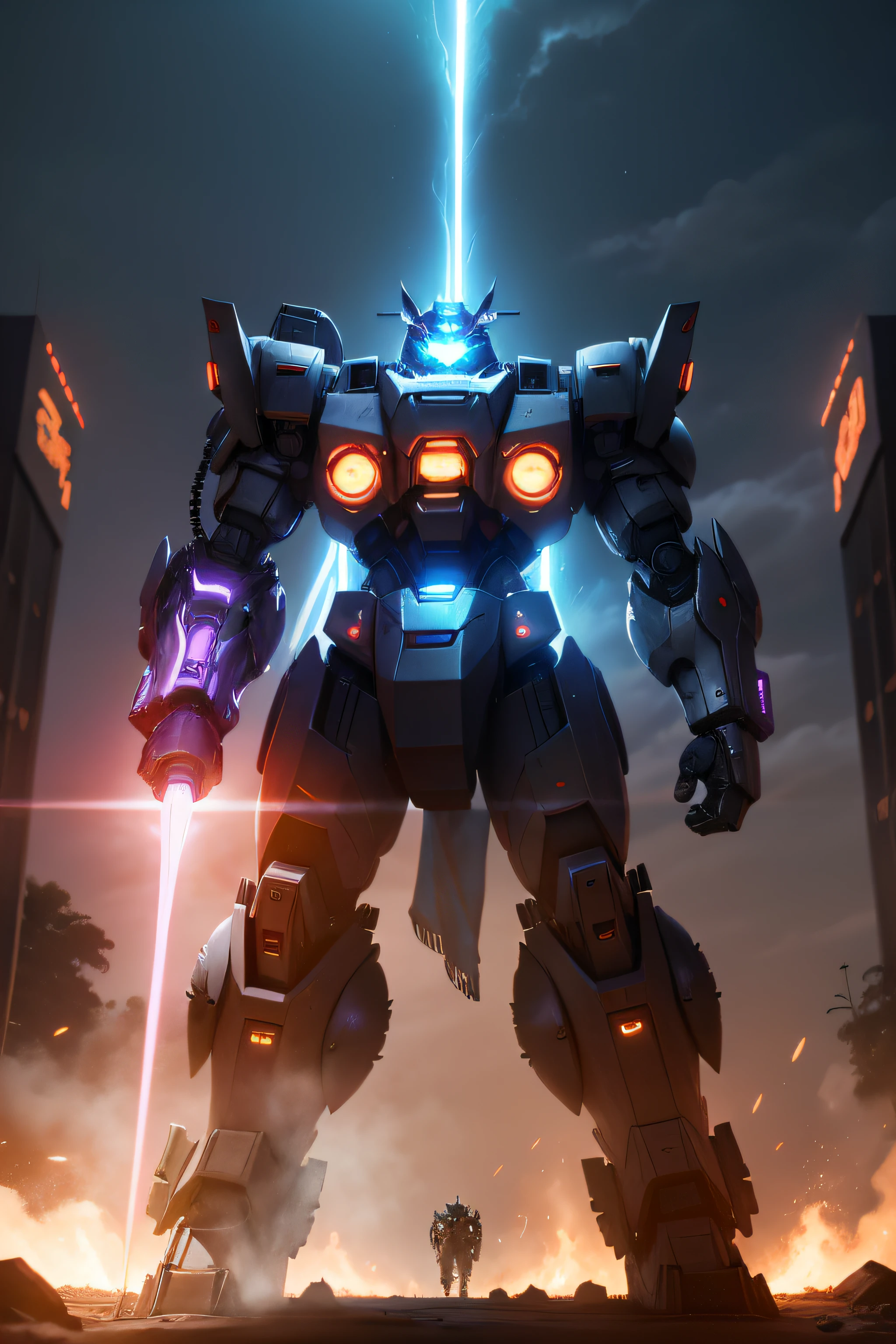 "Mechs show their ultimate power, Exudes an awesome aura."