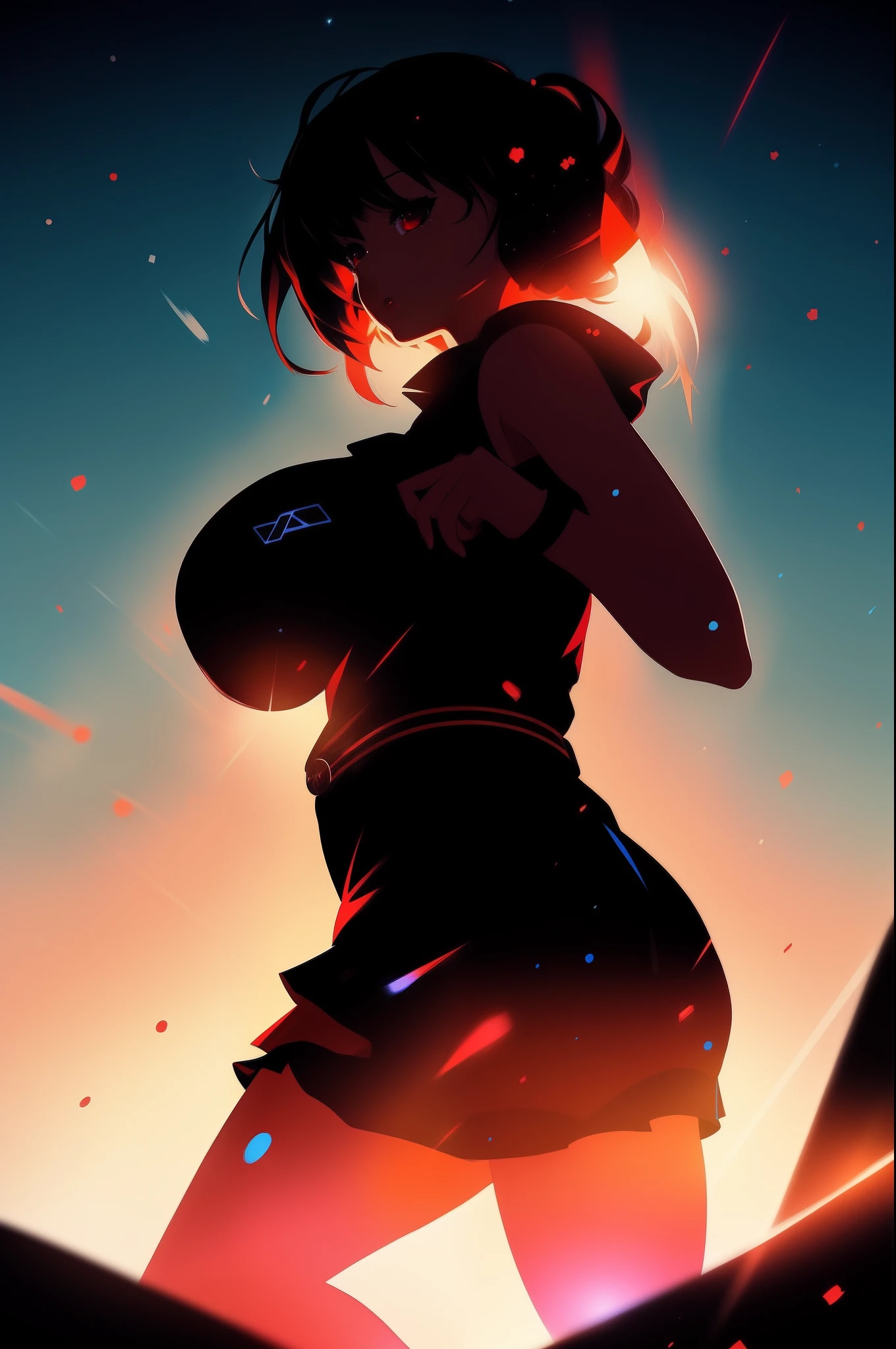 anime girl in a black dress with a red and blue background, ilya kuvshinov. 4 k, jen bartel, anime style 4 k, digital art ilya kuvshinov, ilya kuvshinov style, artstyle : ilya kuvshinov, 4k anime wallpaper, 4 k manga wallpaper, pixar and ilya kuvshinov