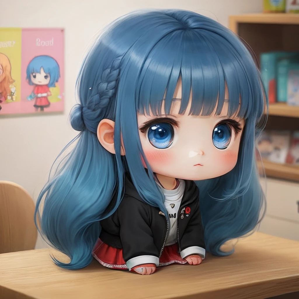 Chibichara Blue hair long hair
