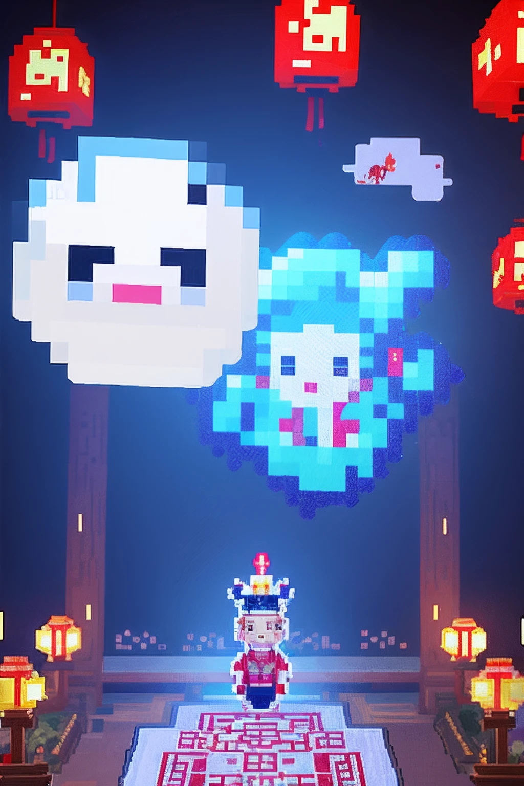 Chinese Ghost Festival，Middle Metaverse，The mysterious aura of ghosts, Pixel art #pixelart