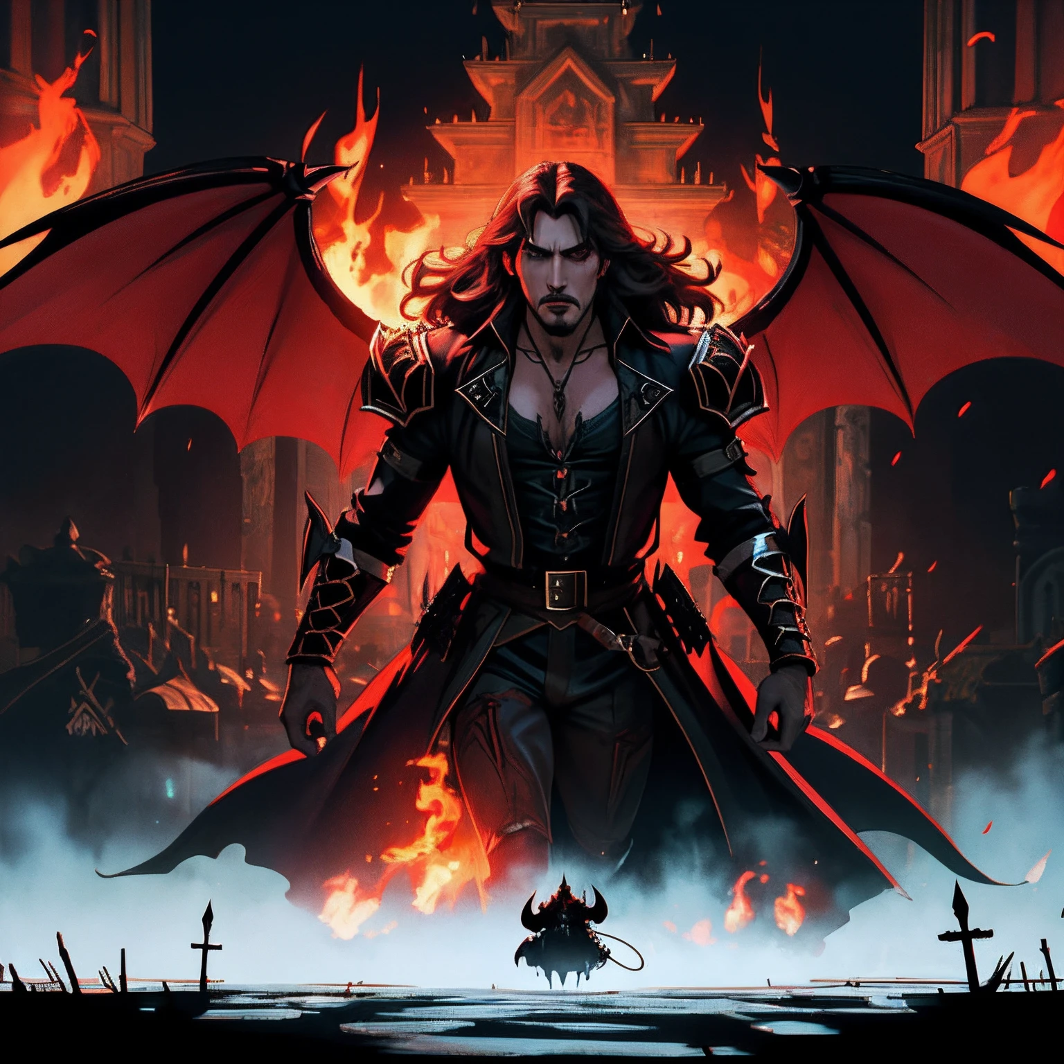 Castlevania lords of the shadows Devil and demons in hell blazing fire super detailed Dynamic shot master piece scene cinématique scènes movie filme