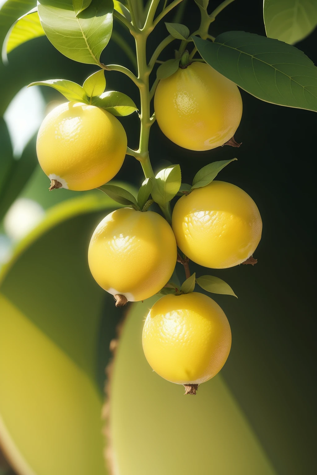 Lemon Natural Sunlight Green Leaf Organic Green Background