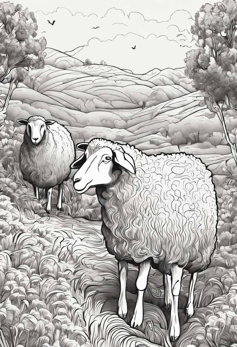Sheep line drawing,4k