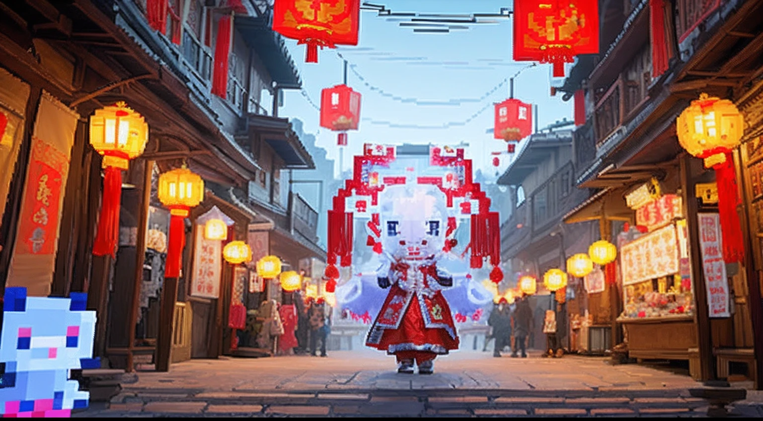 Chinese Ghost Festival,Middle Metaverse,The mysterious aura of ghosts, Pixel art #pixelart