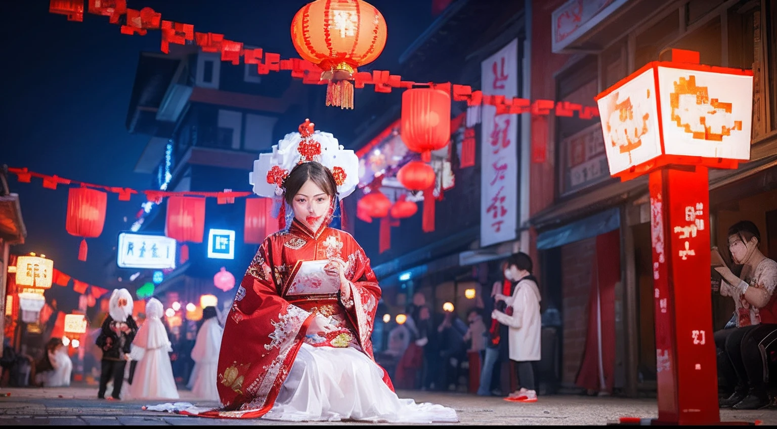 Chinese Ghost Festival，Middle Metaverse，The mysterious aura of ghosts, Pixel art #pixelart