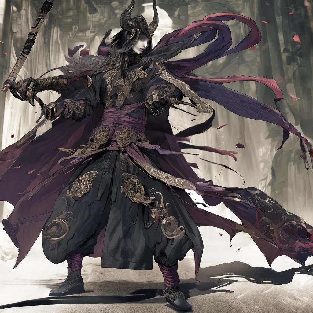 Best quality, Masterpiece, 超高分辨率, (photograph realistic:1.4), surrealism, Dream-like,fusionart, Shadowdancer, shadow magic, darkness control, stealth, shadowstep, umbral spells, hidden blade, Samurai vampire, human