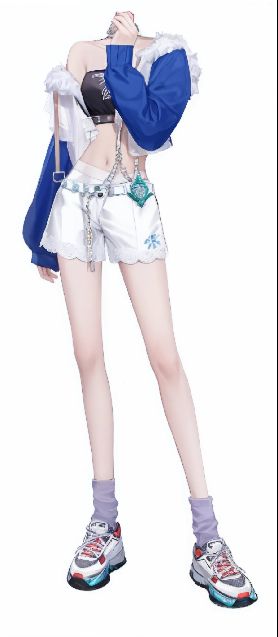 Pubic area is clear,filigree,short white pants