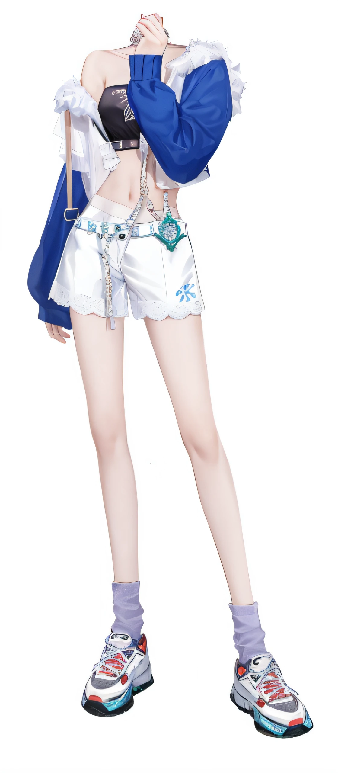 Pubic area is clear,filigree,short white pants