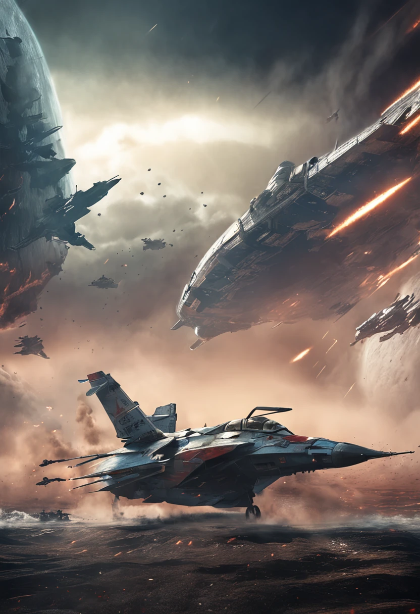 The Chinese fighter group fought fiercely with alien warships in the vast universe and suffered heavy losses