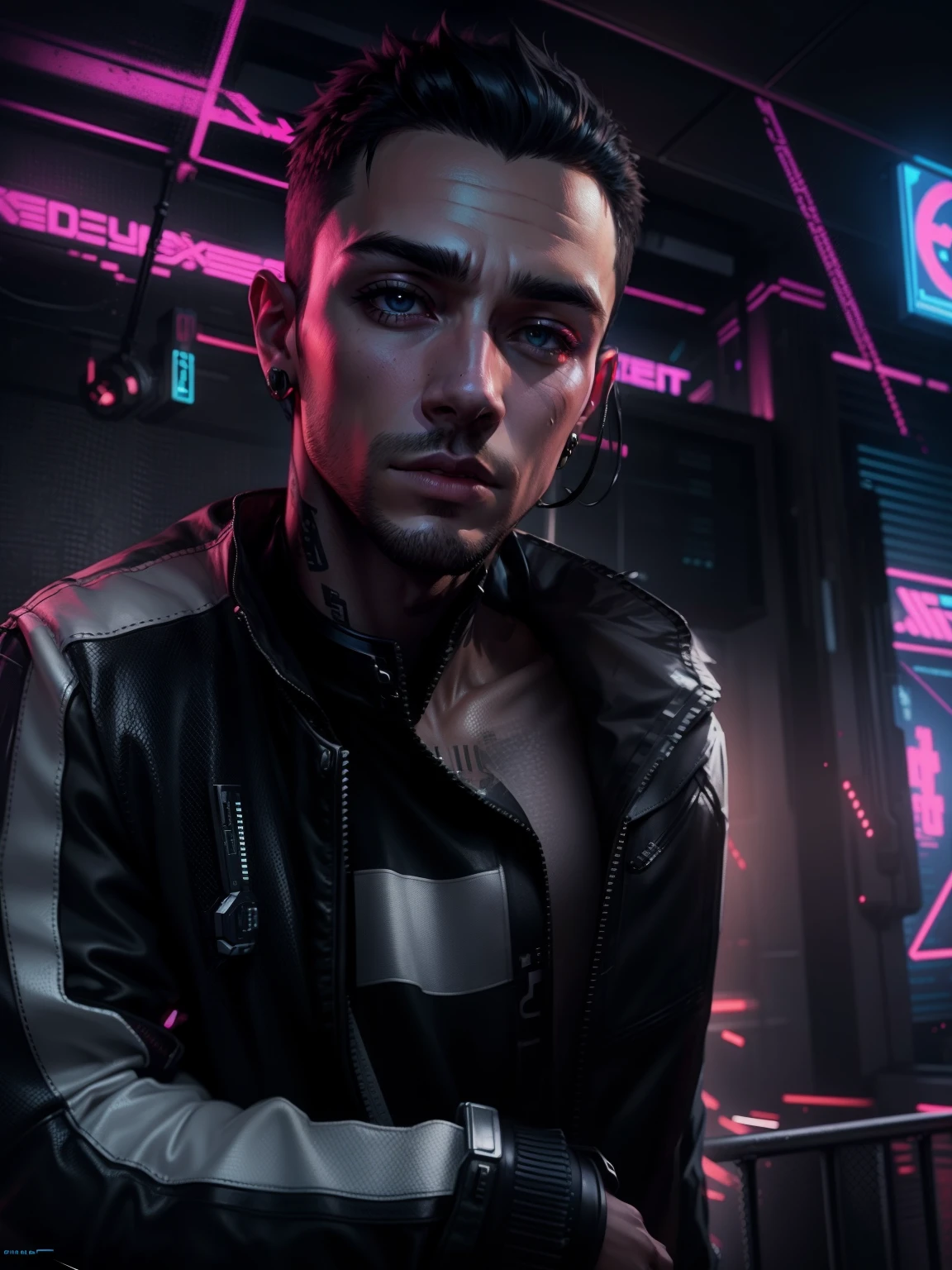 Change background cyberpunk handsome boy realistic face 8k ultra realistic