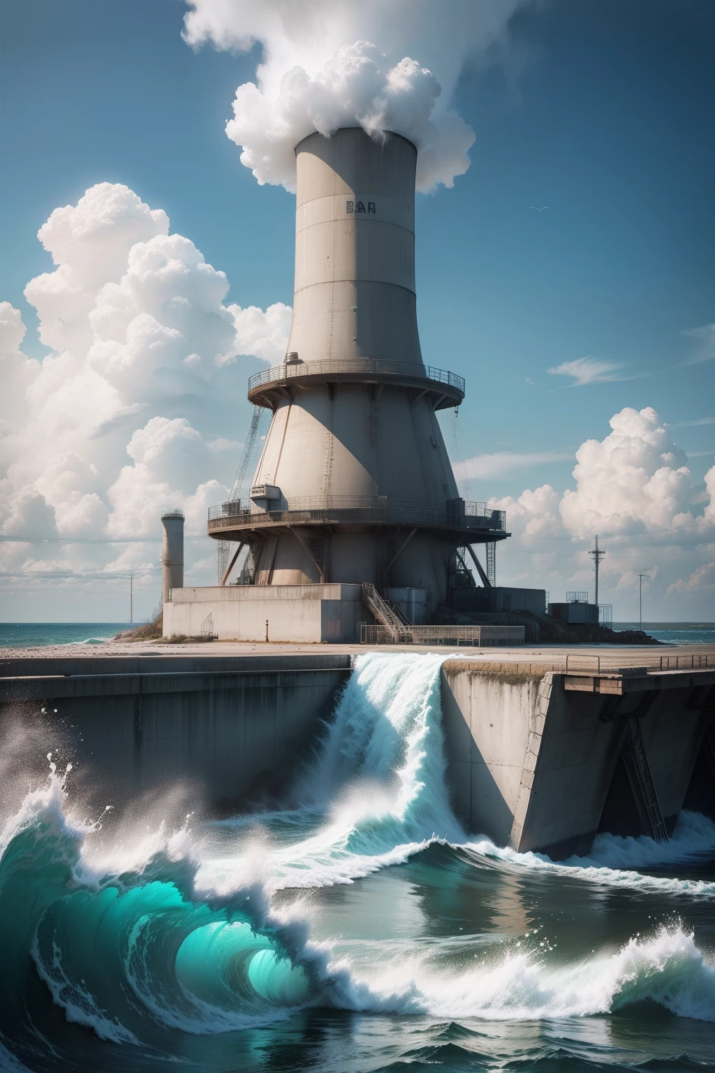 Nuclear wastewater is discharged into the sea，Scenes，4K fantasy art