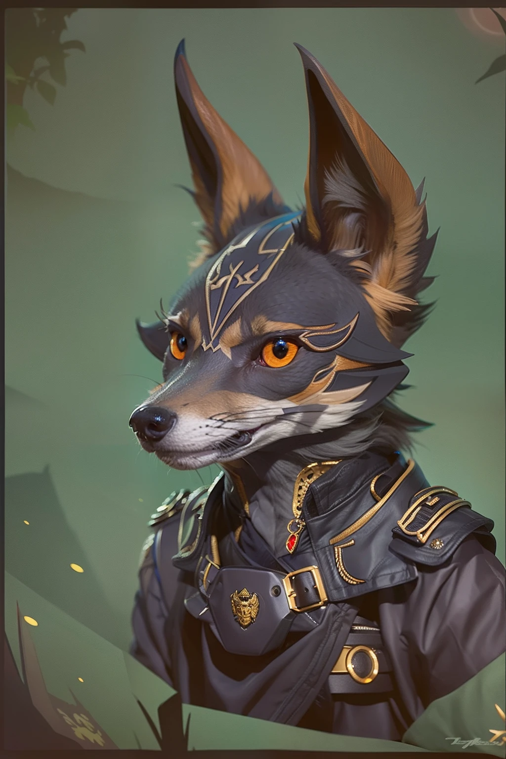 The character of the jackal, fantasy, vectorial art, Flat design, hyper-high detail.